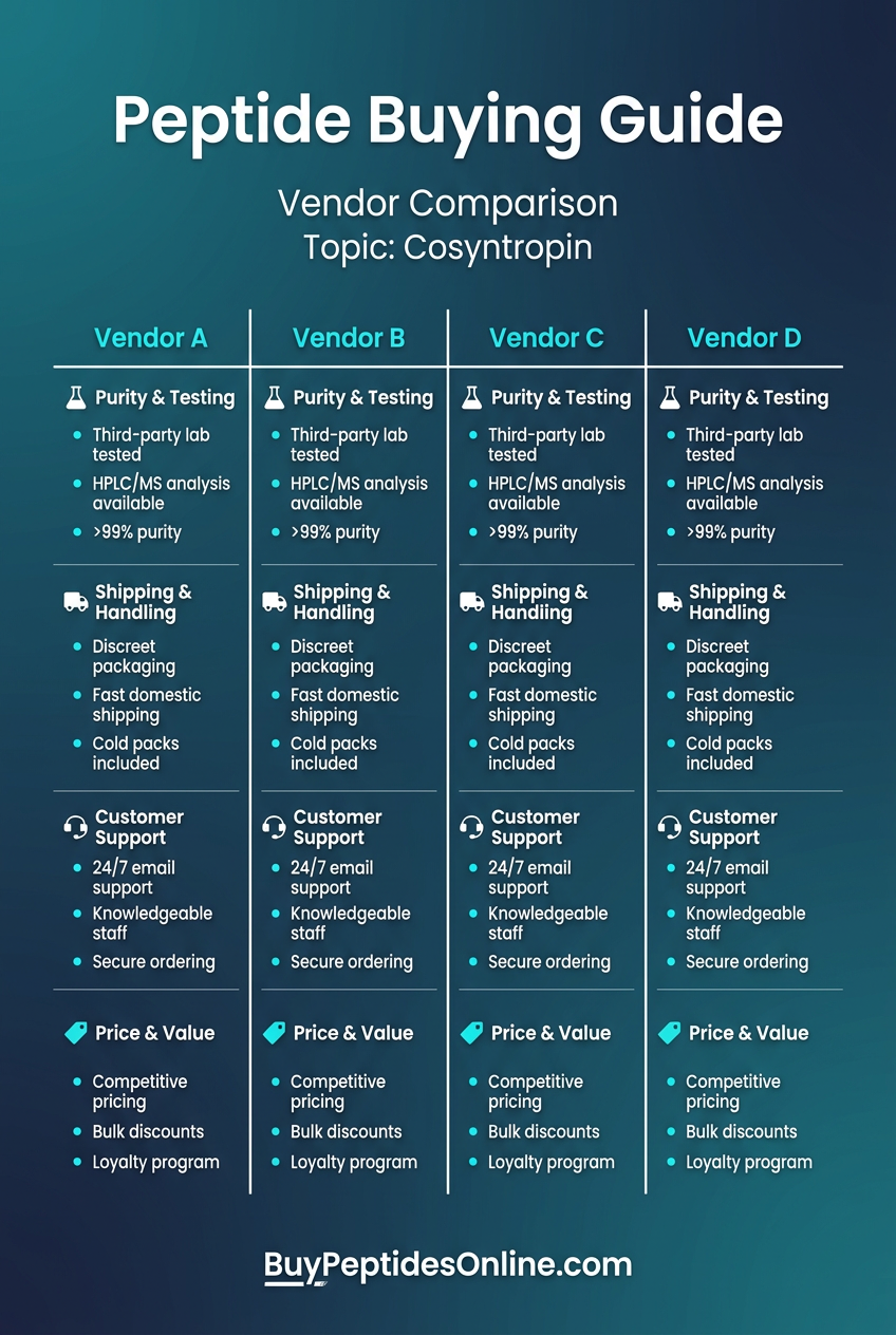 Peptide Buying Guide — Vendor Comparison | Cosyntropin
