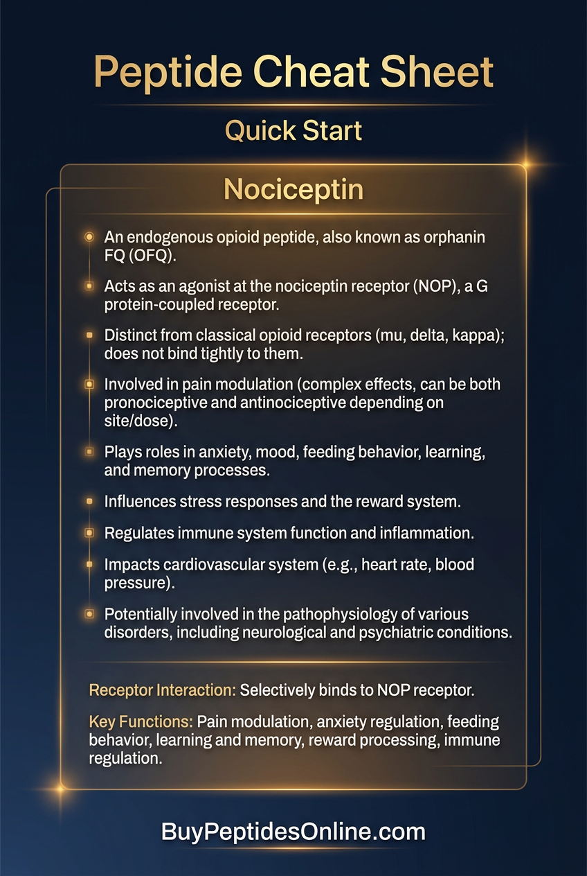 Peptide Cheat Sheet — Quick Start | Nociceptin