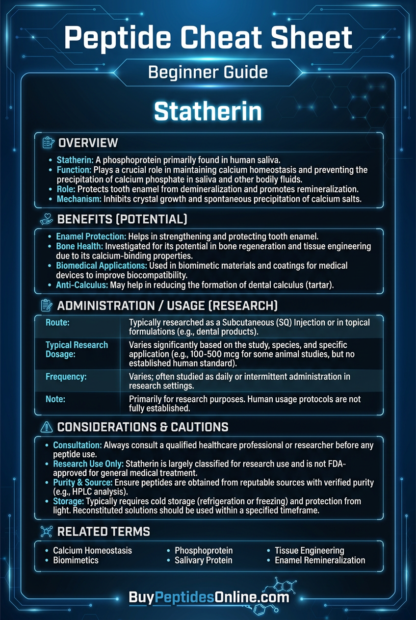 Peptide Cheat Sheet — Beginner Guide | Statherin