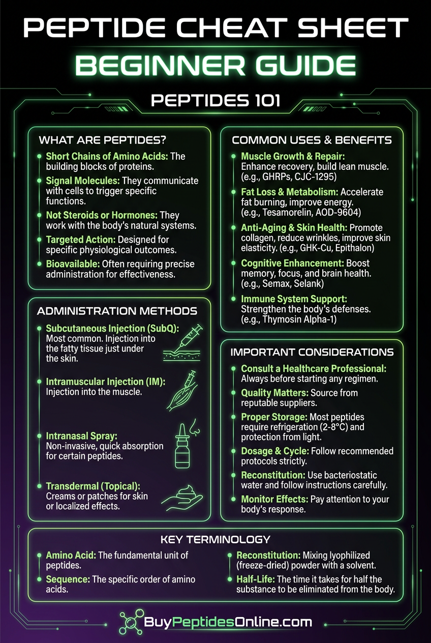 Peptide Cheat Sheet — Beginner Guide | Peptides 101