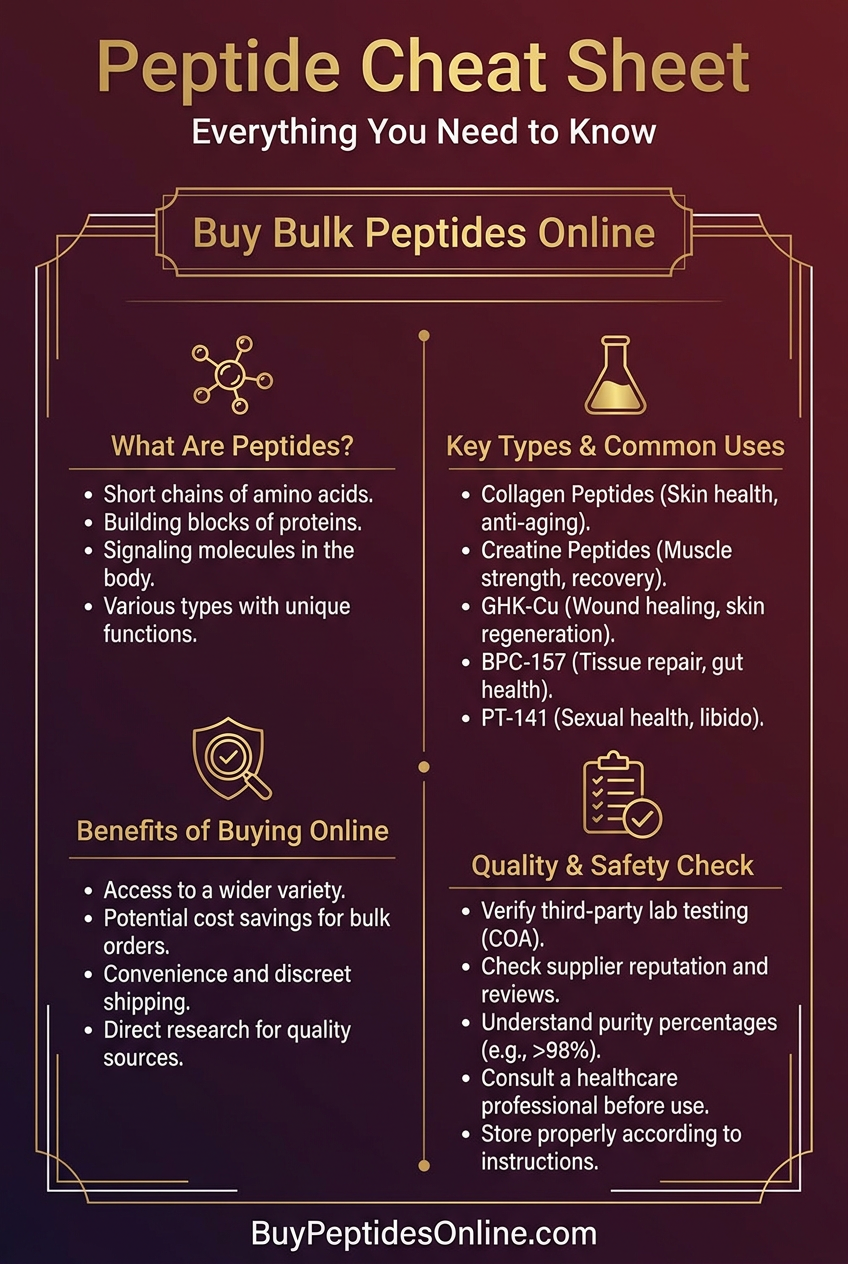 Peptide Cheat Sheet — Everything You Need to Know | Buy Bulk Peptides Online
