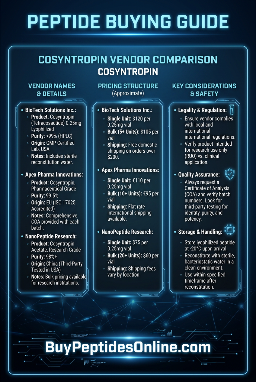 Peptide Buying Guide — Vendor Comparison | Cosyntropin