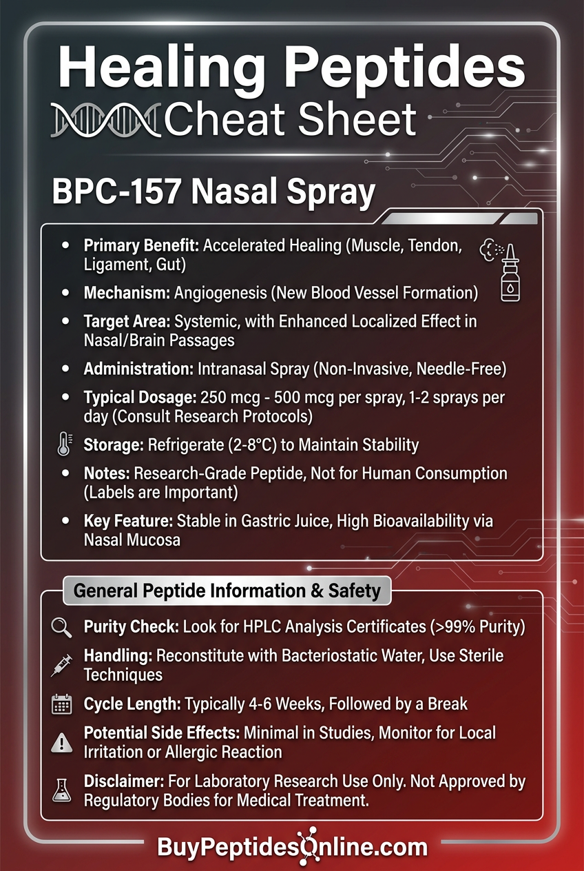 Healing Peptides — Cheat Sheet | BPC-157 Nasal Spray