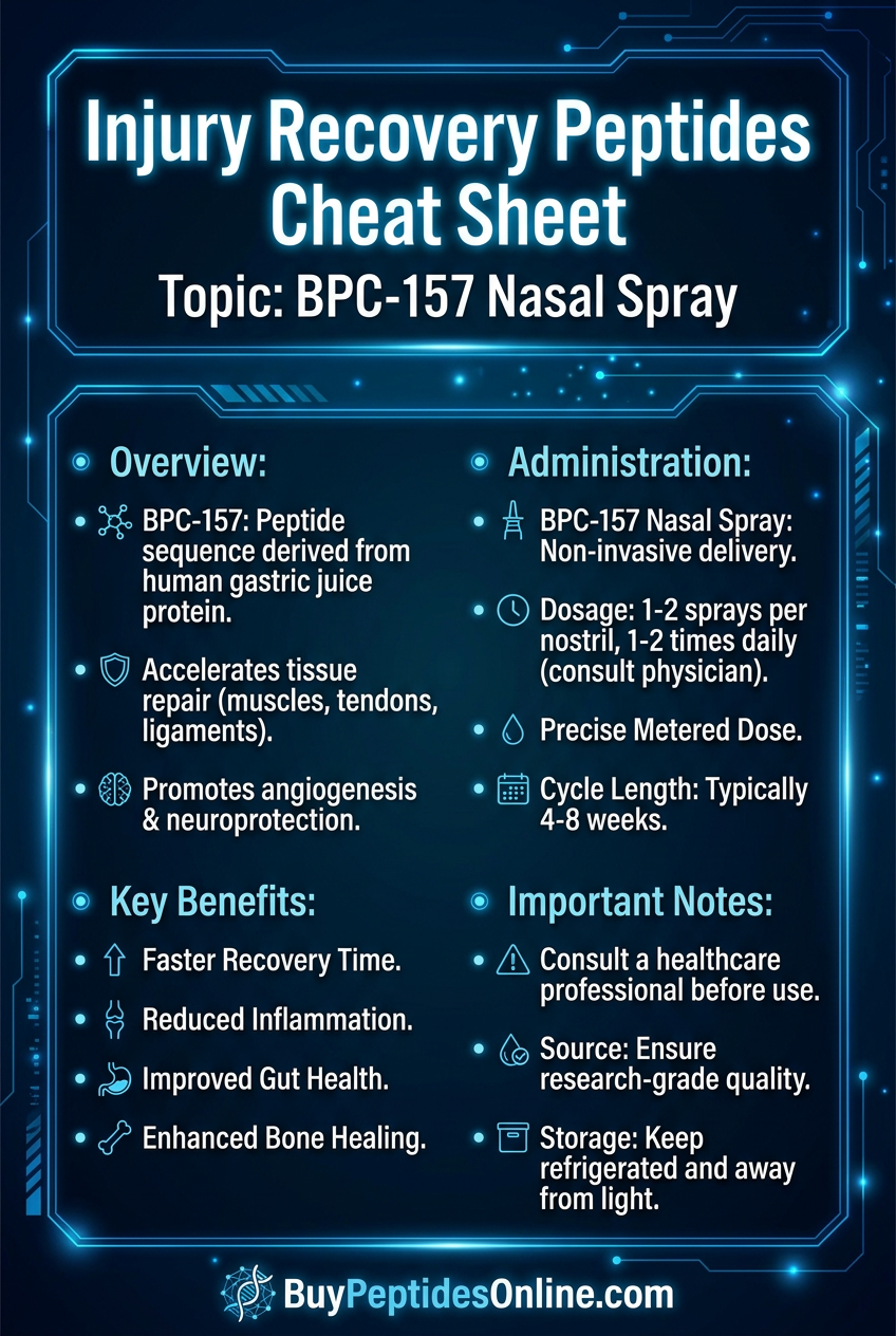 Injury Recovery Peptides — Cheat Sheet | BPC-157 Nasal Spray