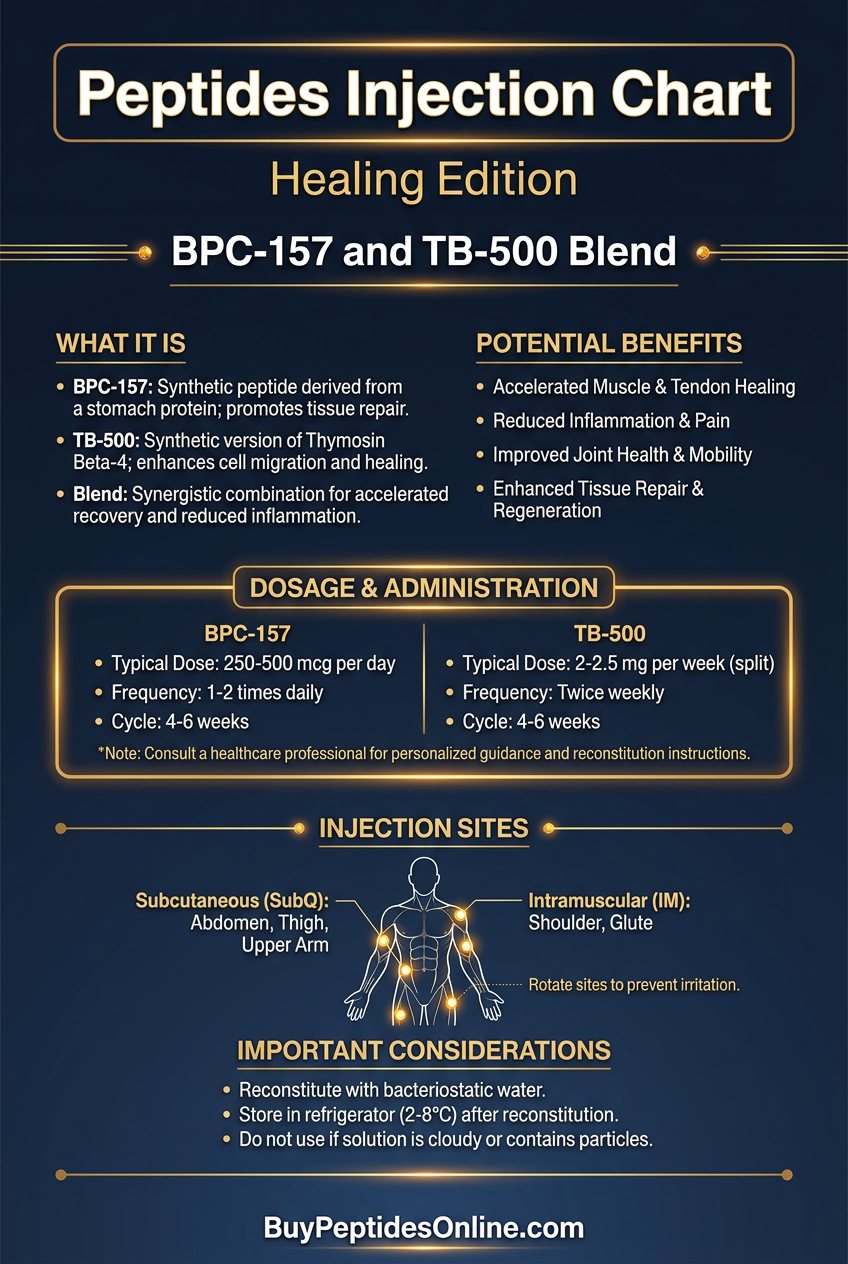 Peptides Injection Chart — Healing Edition | BPC-157 and TB-500 Blend