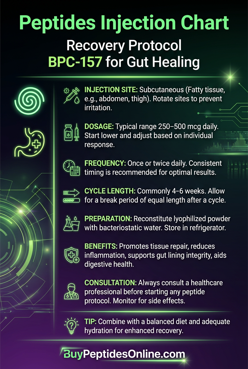 Peptides Injection Chart — Recovery Protocol | BPC-157 for Gut Healing