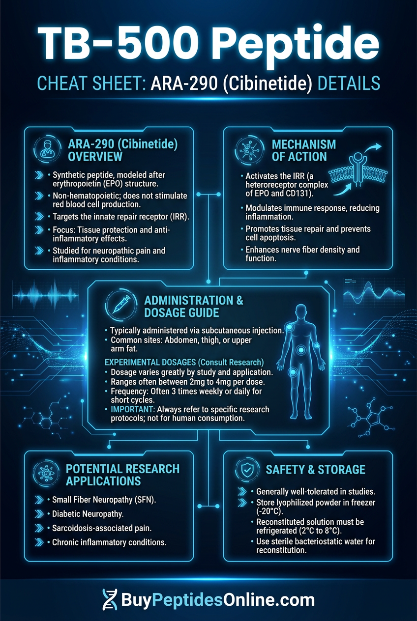 TB-500 Peptide — Cheat Sheet | ARA-290 (Cibinetide)