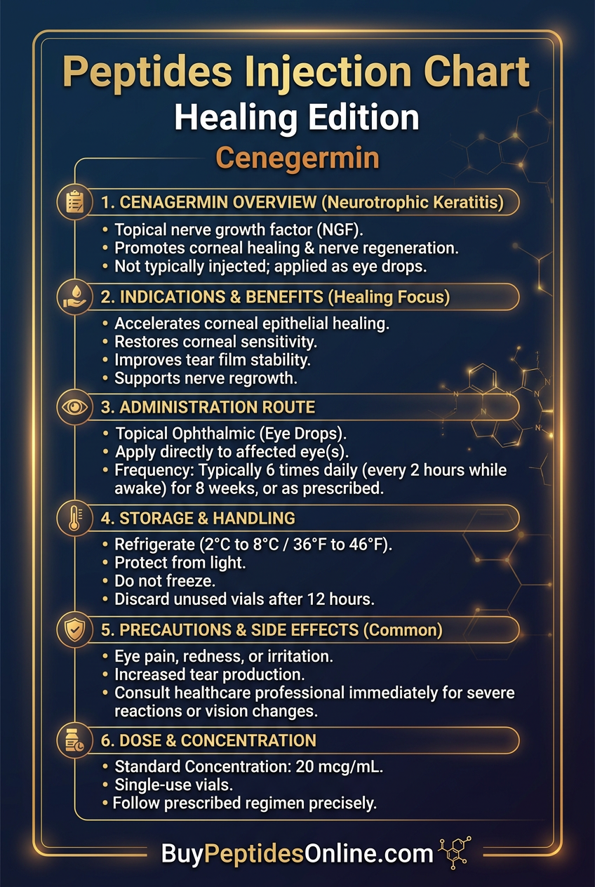 Peptides Injection Chart — Healing Edition | Cenegermin