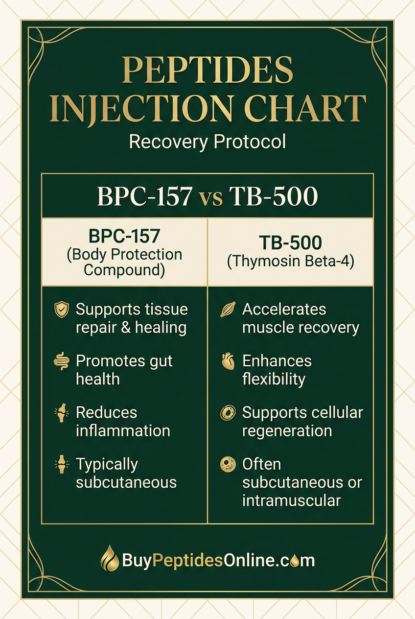 Peptides Injection Chart — Recovery Protocol | BPC-157 vs TB-500