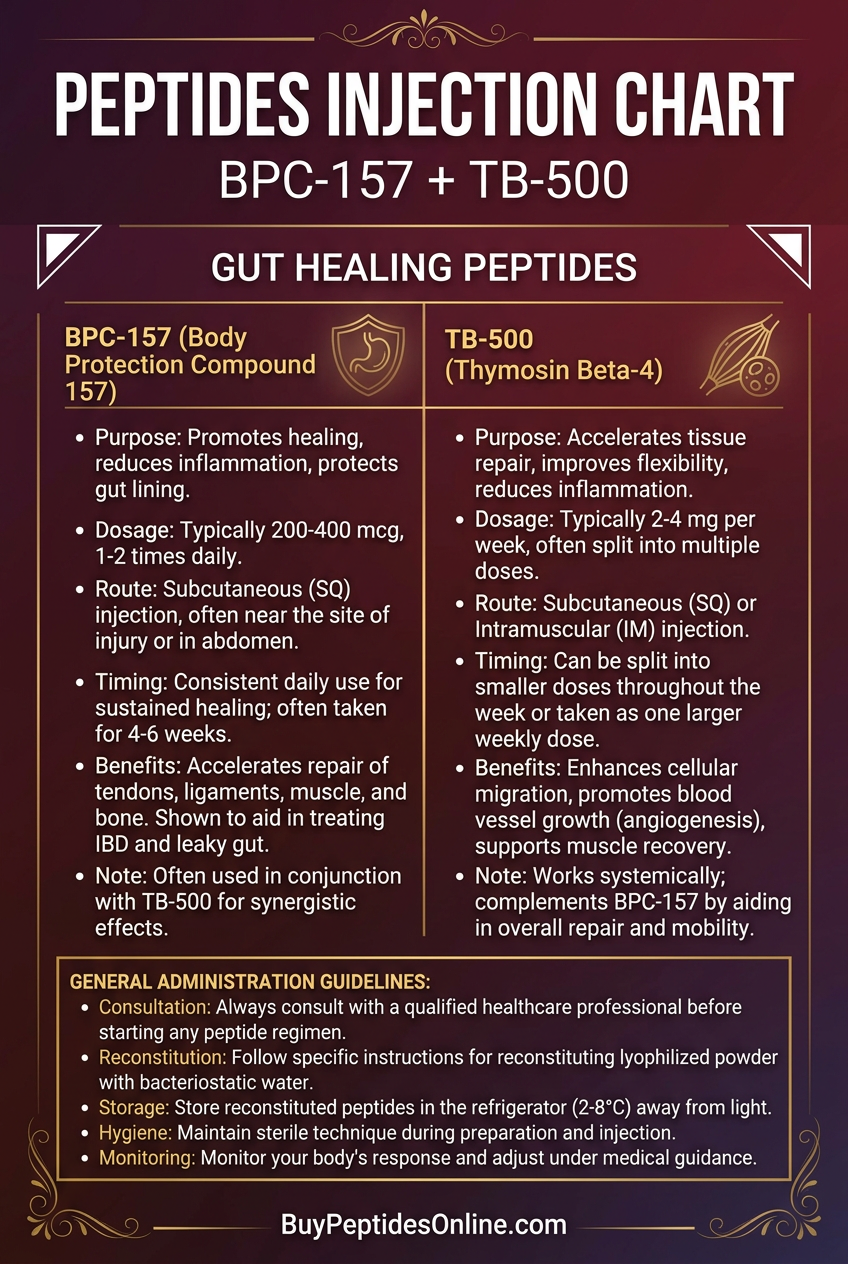 Peptides Injection Chart — BPC-157 + TB-500 | Gut Healing Peptides