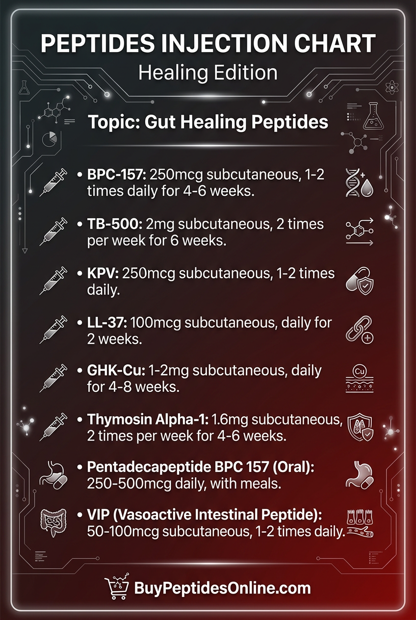 Peptides Injection Chart — Healing Edition | Gut Healing Peptides