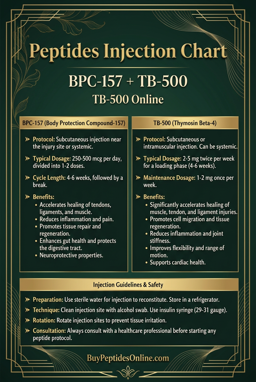 Peptides Injection Chart — BPC-157 + TB-500 | TB-500 Online
