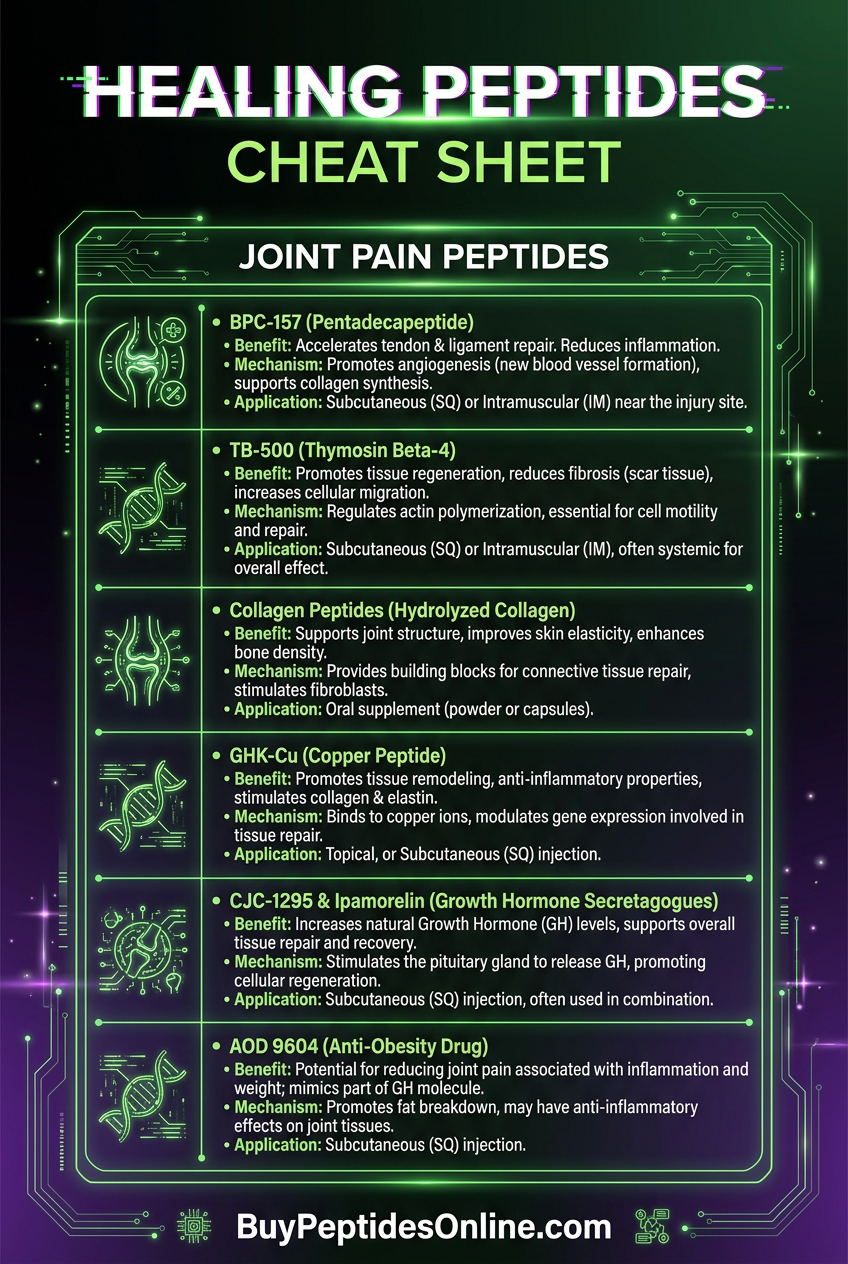 Healing Peptides — Cheat Sheet | Joint Pain Peptides