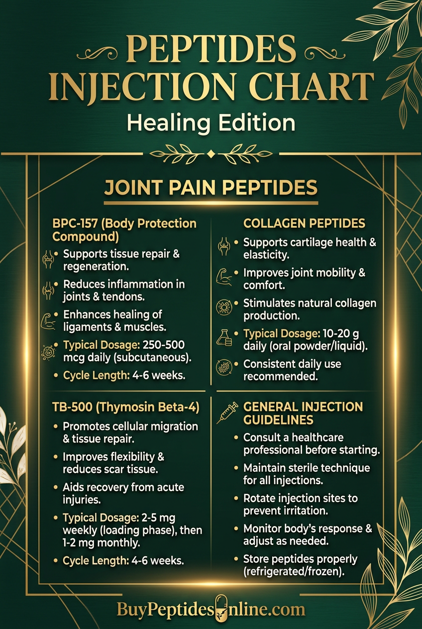 Peptides Injection Chart — Healing Edition | Joint Pain Peptides
