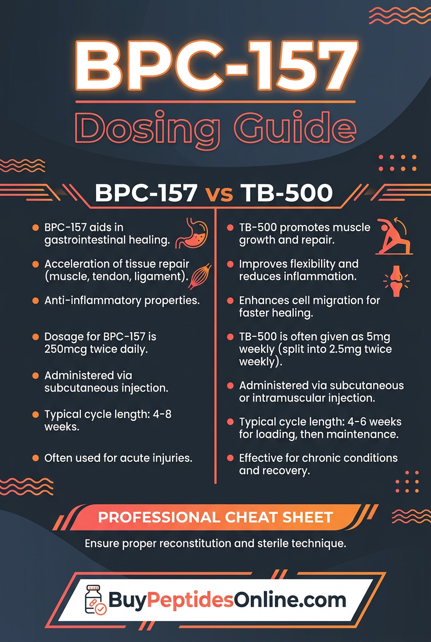BPC-157 — Dosing Guide | BPC-157 vs TB-500