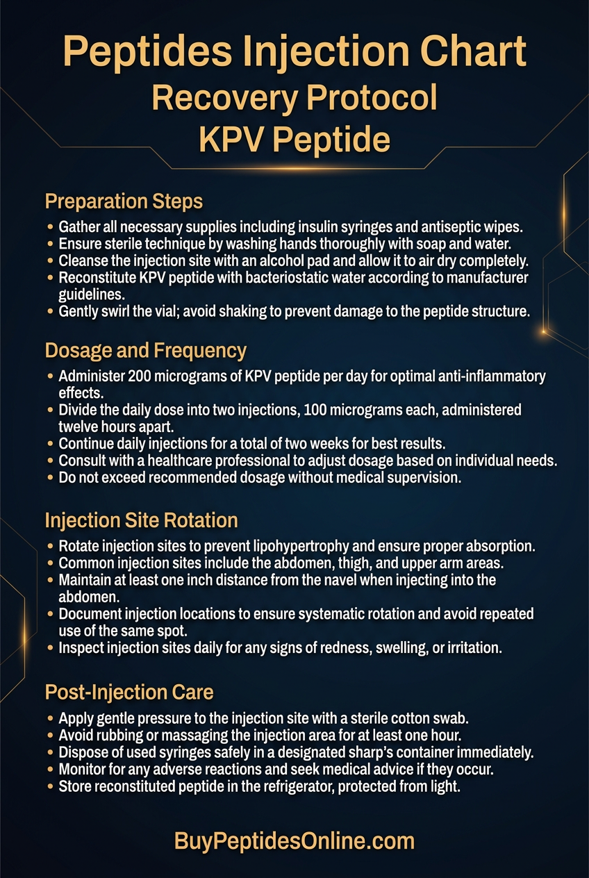 Peptides Injection Chart — Recovery Protocol | KPV Peptide