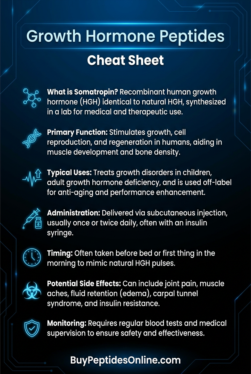 Growth Hormone Peptides — Cheat Sheet | Somatropin