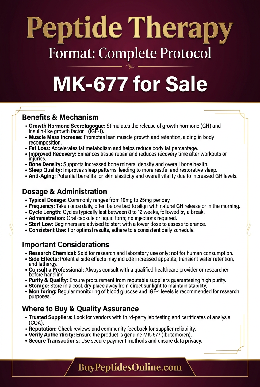 Peptide Therapy — Complete Protocol | MK-677 for Sale