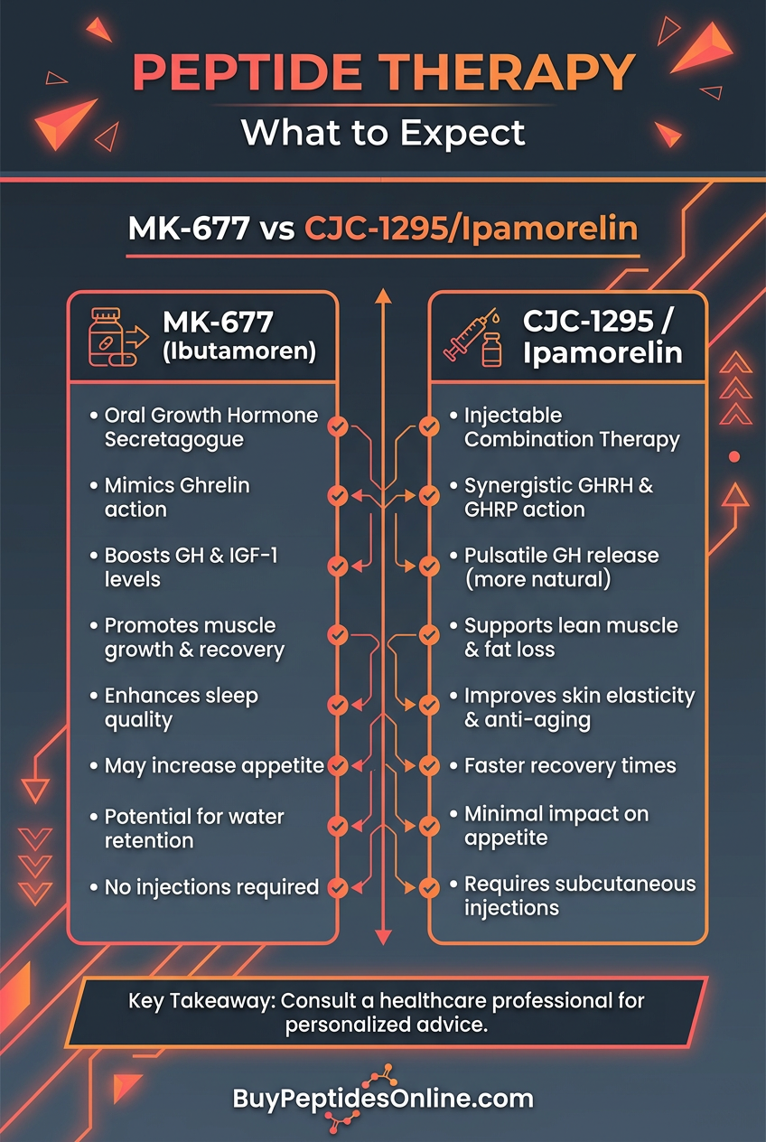 Peptide Therapy — What to Expect | MK-677 vs CJC-1295/Ipamor