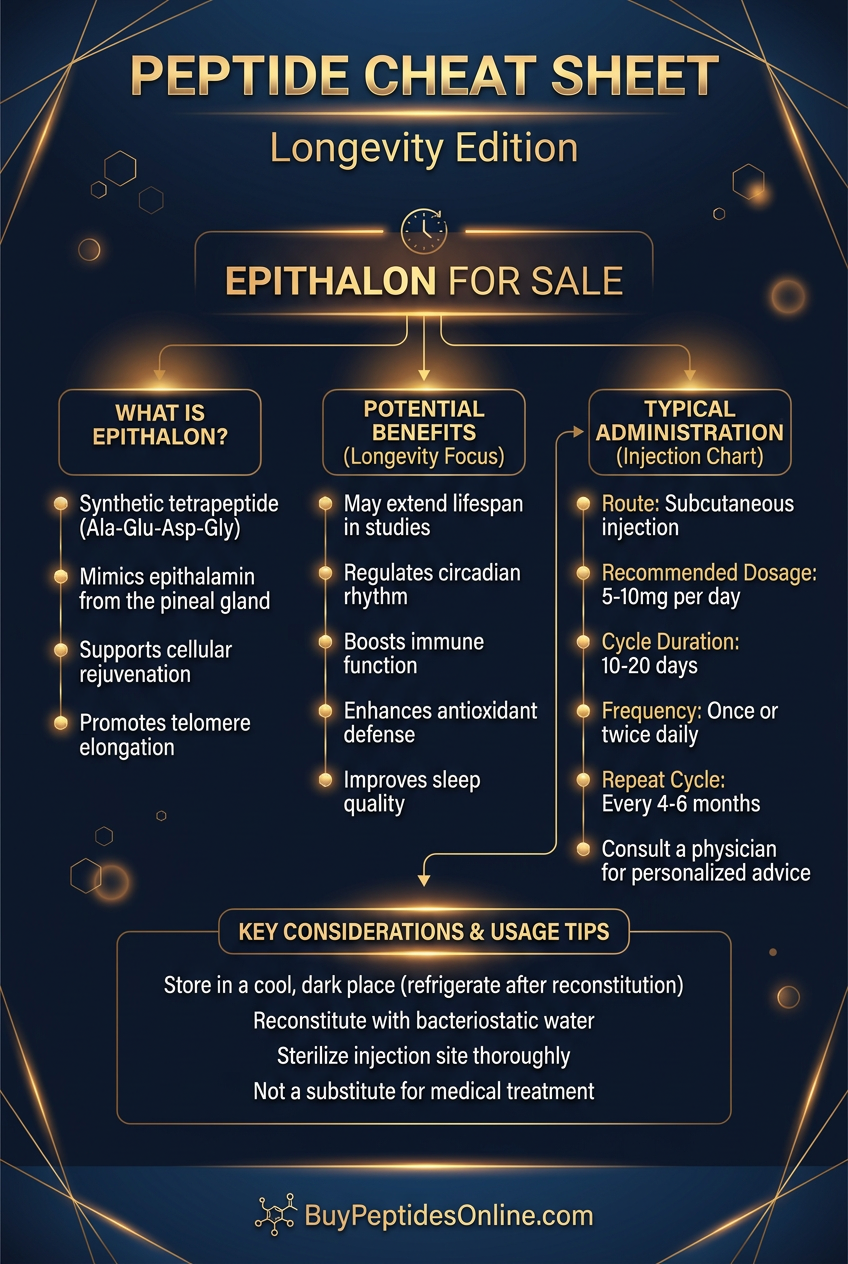 Peptide Cheat Sheet — Longevity Edition | Epithalon for Sale