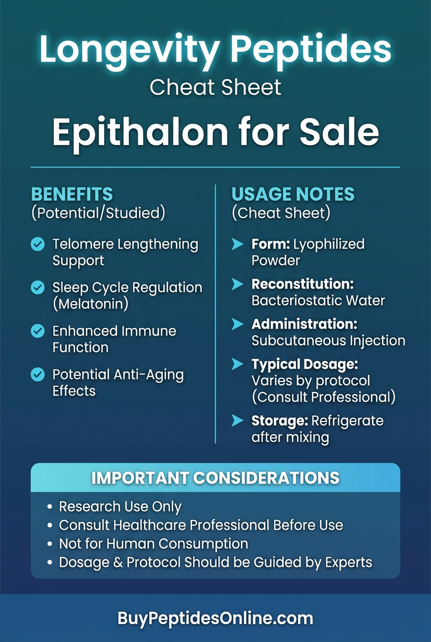 Longevity Peptides — Cheat Sheet | Epithalon for Sale