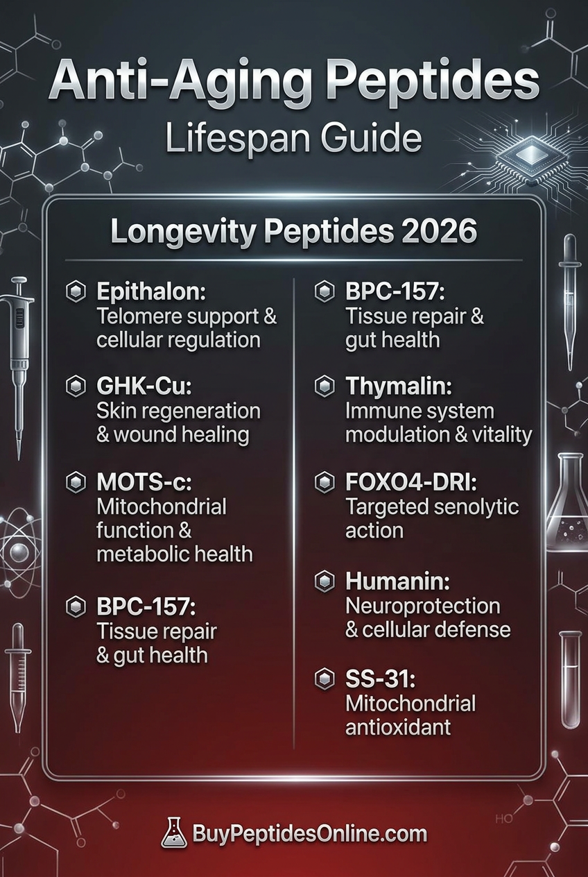 Anti-Aging Peptides — Lifespan Guide | Longevity Peptides 2026