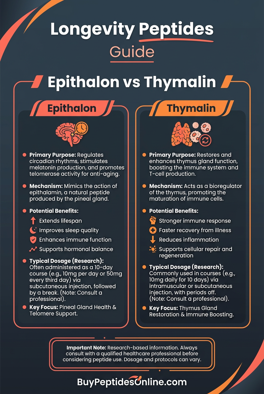Longevity Peptides — Guide | Epithalon vs Thymalin