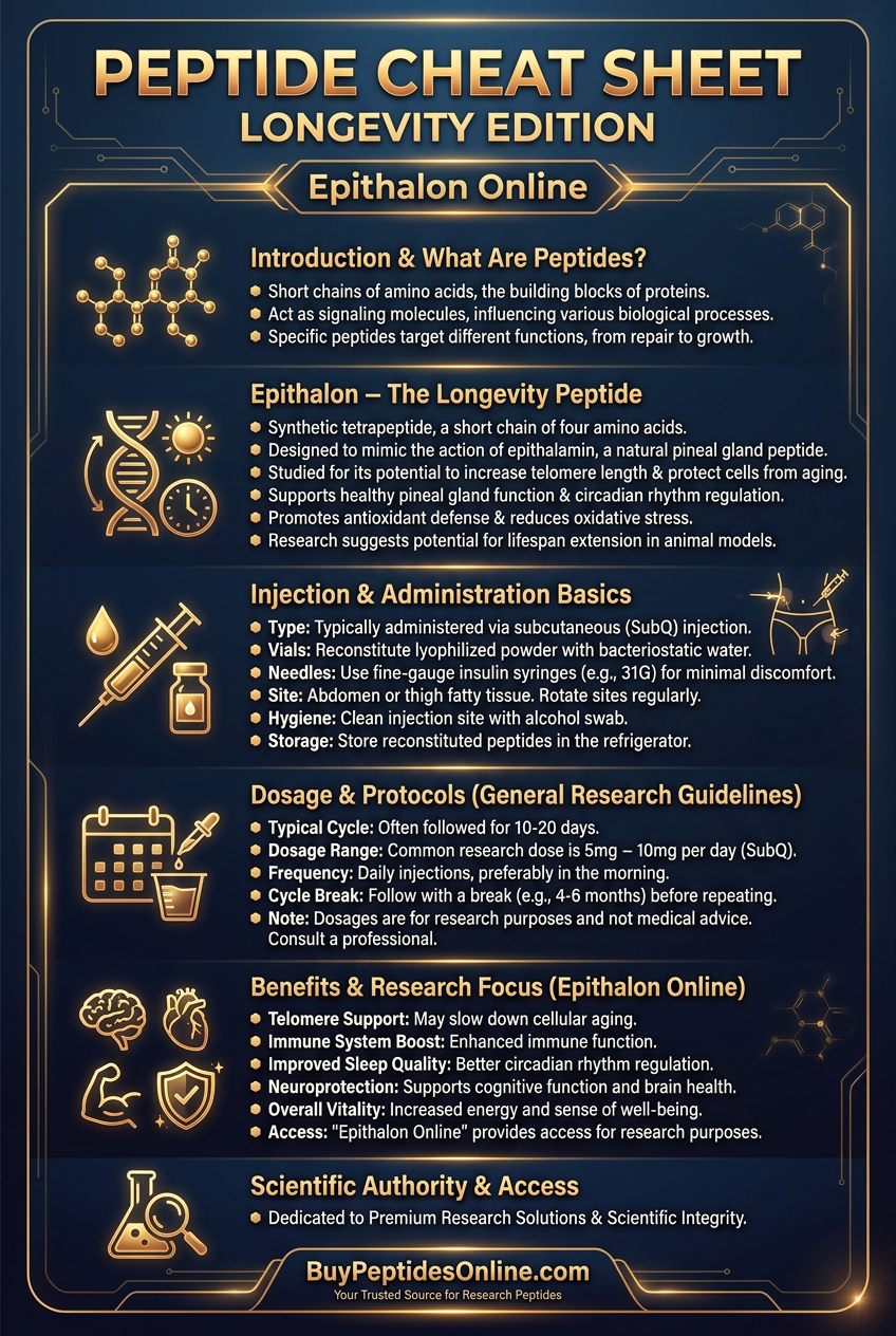 Peptide Cheat Sheet — Longevity Edition | Epithalon Online