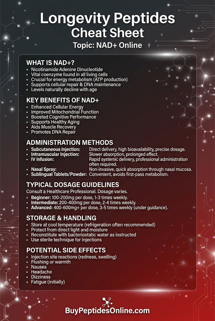 Longevity Peptides — Cheat Sheet | NAD+ Online