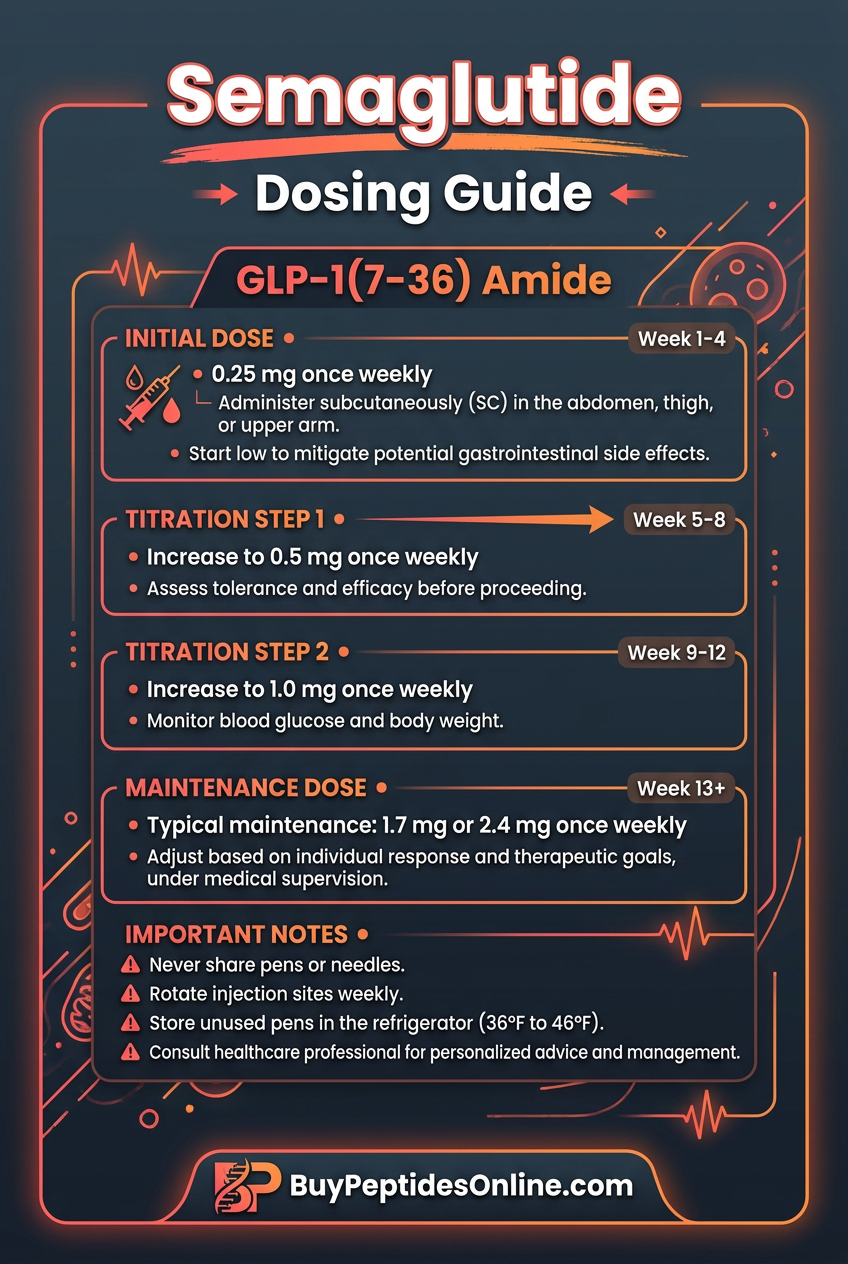 Semaglutide — Dosing Guide 2026 | GLP-1(7-36) Amide