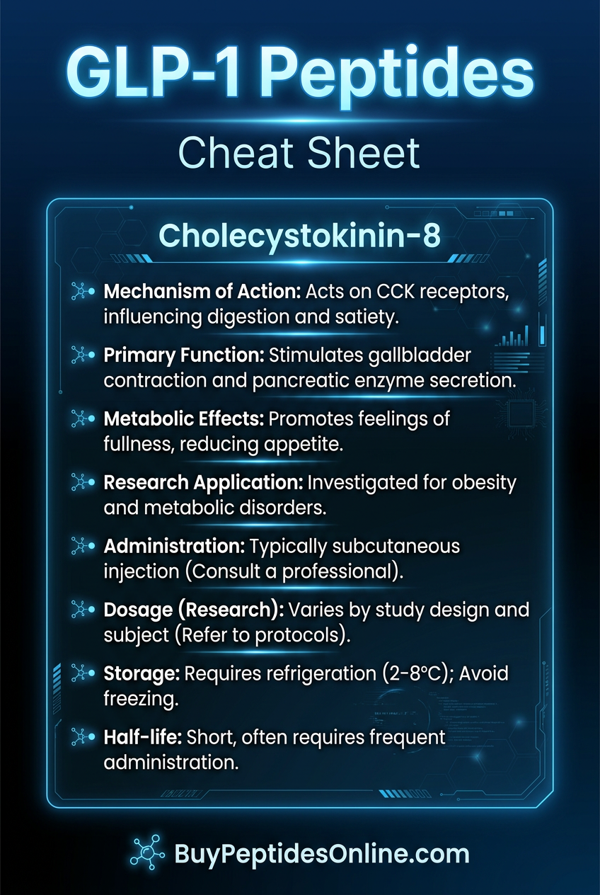 GLP-1 Peptides — Cheat Sheet | Cholecystokinin-8