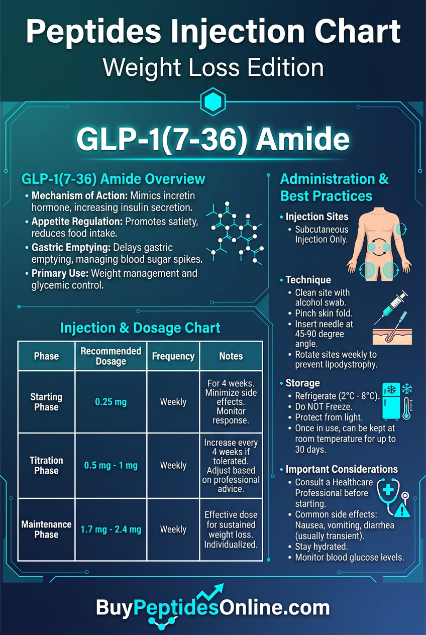 Peptides Injection Chart — Weight Loss Edition 2026 | GLP-1(7-36) Amide