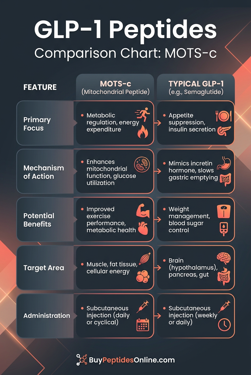 GLP-1 Peptides — Comparison Chart | MOTS-c