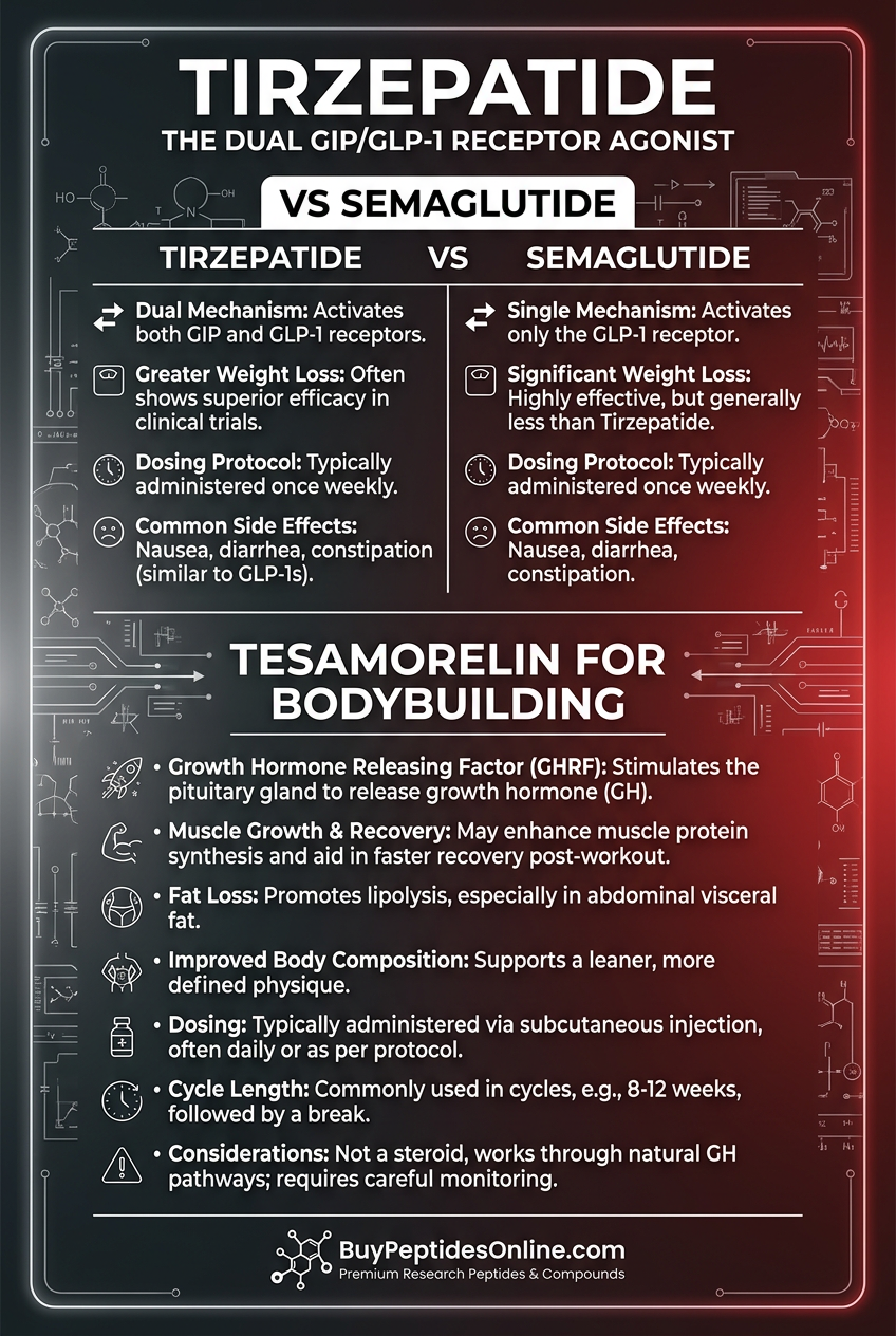 Tirzepatide — vs Semaglutide | Tesamorelin for Bodybuild