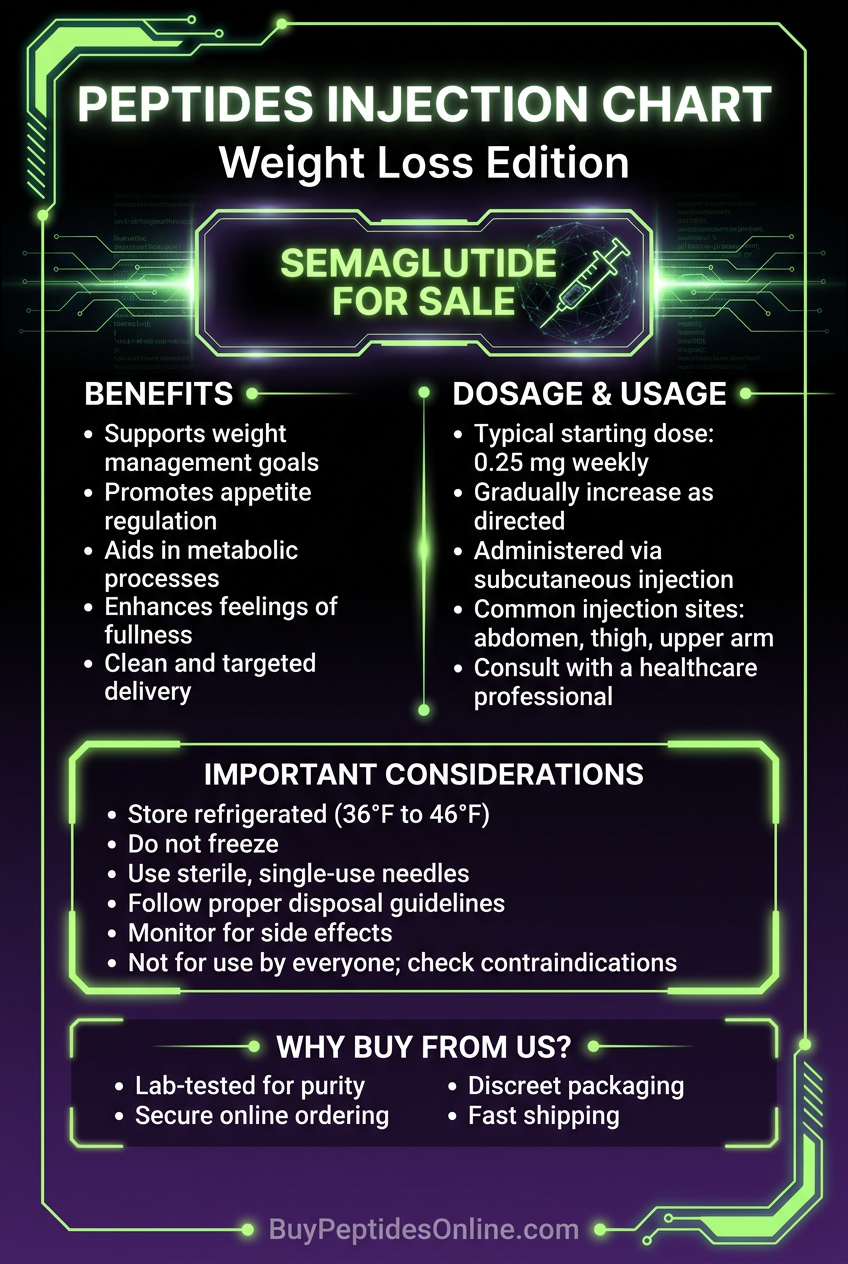 Peptides Injection Chart — Weight Loss Edition 2026 | Semaglutide for Sale