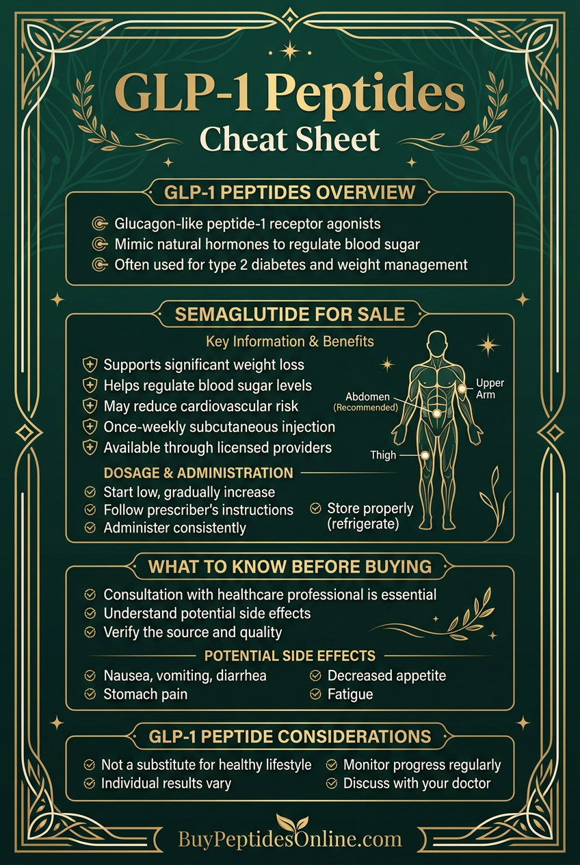 GLP-1 Peptides — Cheat Sheet 2026 | Semaglutide for Sale