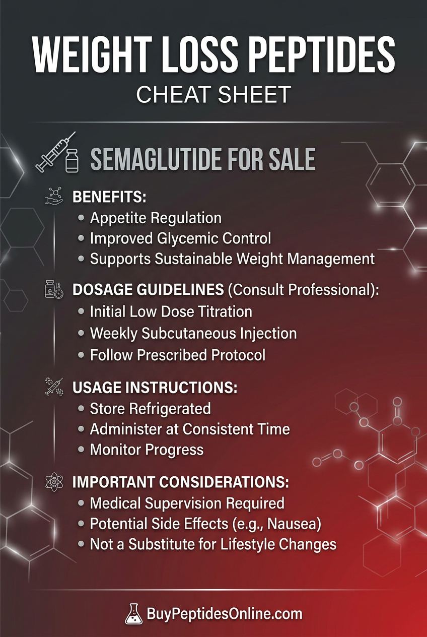 Weight Loss Peptides — Cheat Sheet 2026 | Semaglutide for Sale