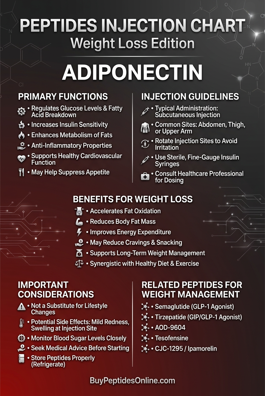 Peptides Injection Chart — Weight Loss Edition | Adiponectin