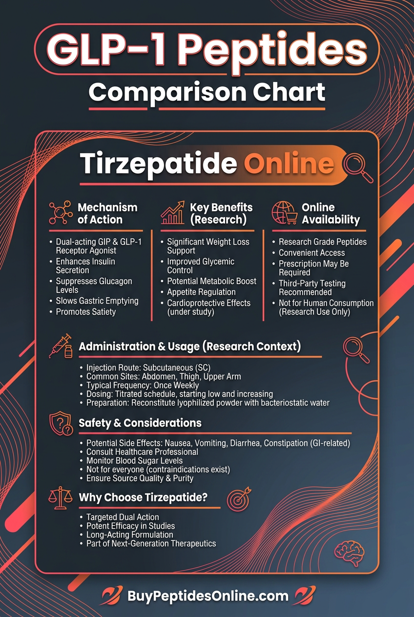 GLP-1 Peptides — Comparison Chart | Tirzepatide Online