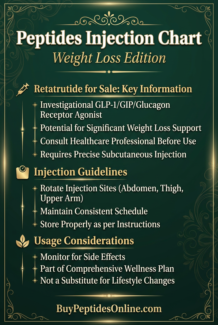 Peptides Injection Chart — Weight Loss Edition | Retatrutide for Sale