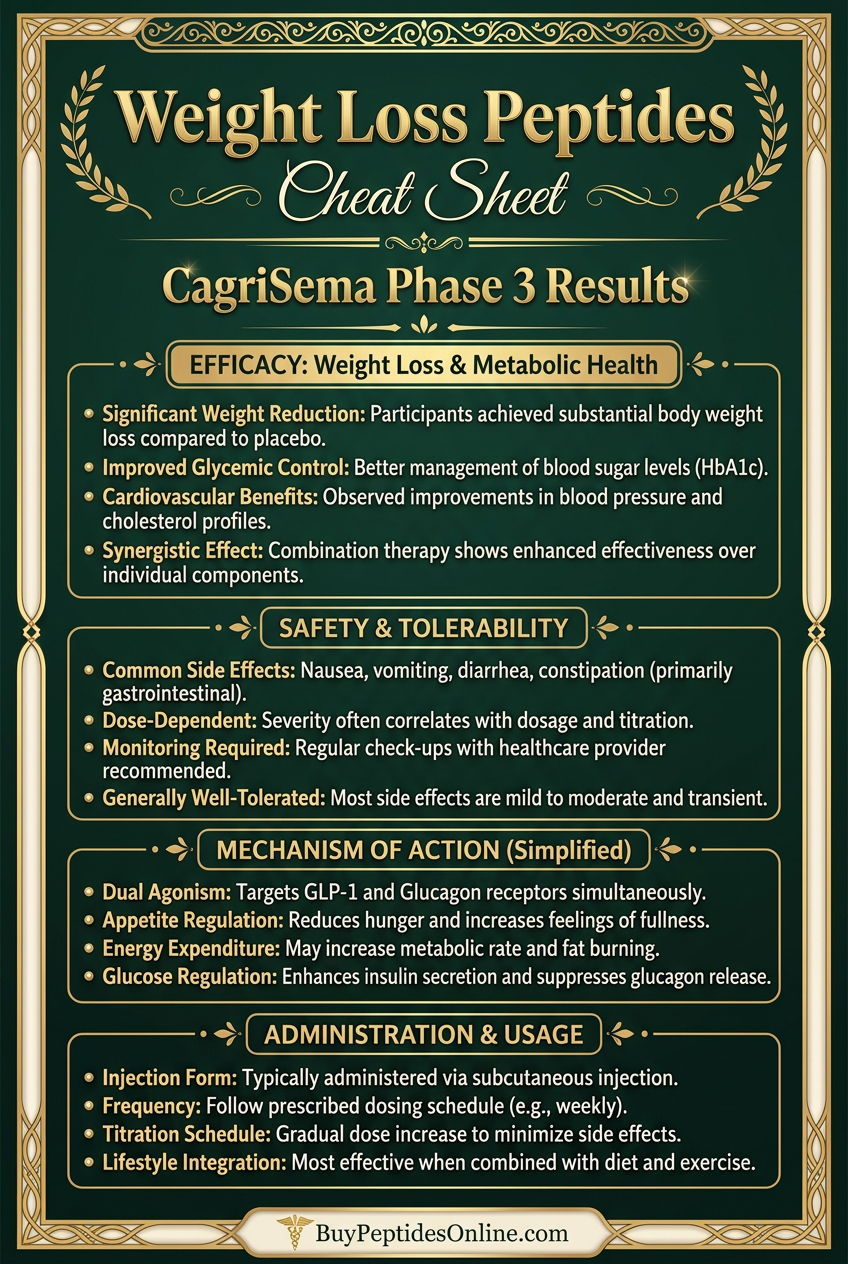 Weight Loss Peptides — Cheat Sheet | CagriSema Phase 3 Results