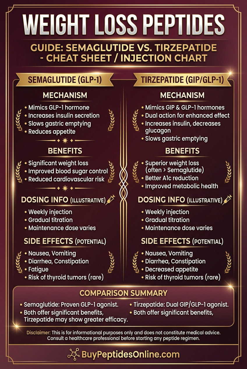 Weight Loss Peptides — Guide 2026 | Semaglutide vs Tirzepatid