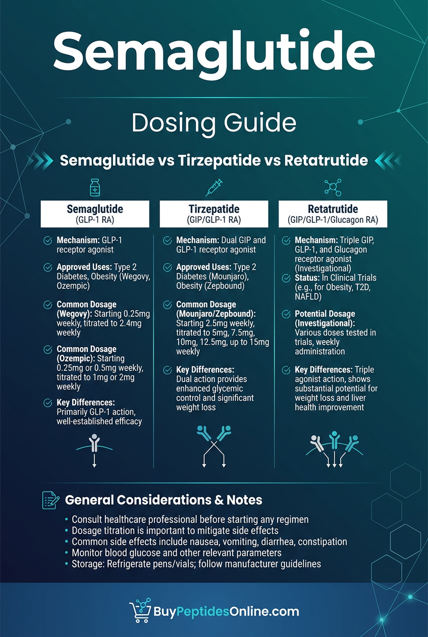 Semaglutide — Dosing Guide 2026 | Semaglutide vs Tirzepatid