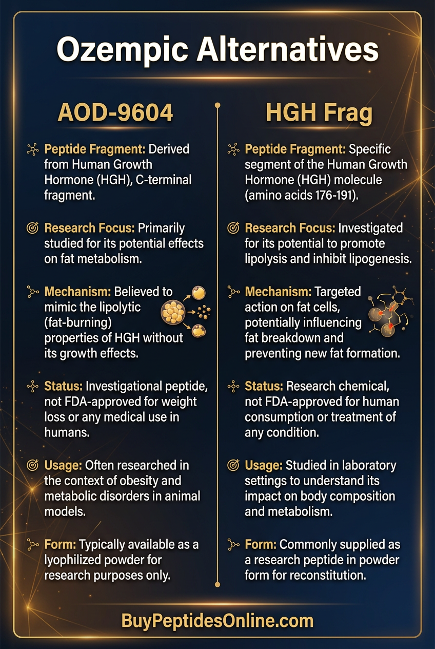 Ozempic Alternatives — Cheat Sheet | AOD-9604 vs HGH Frag