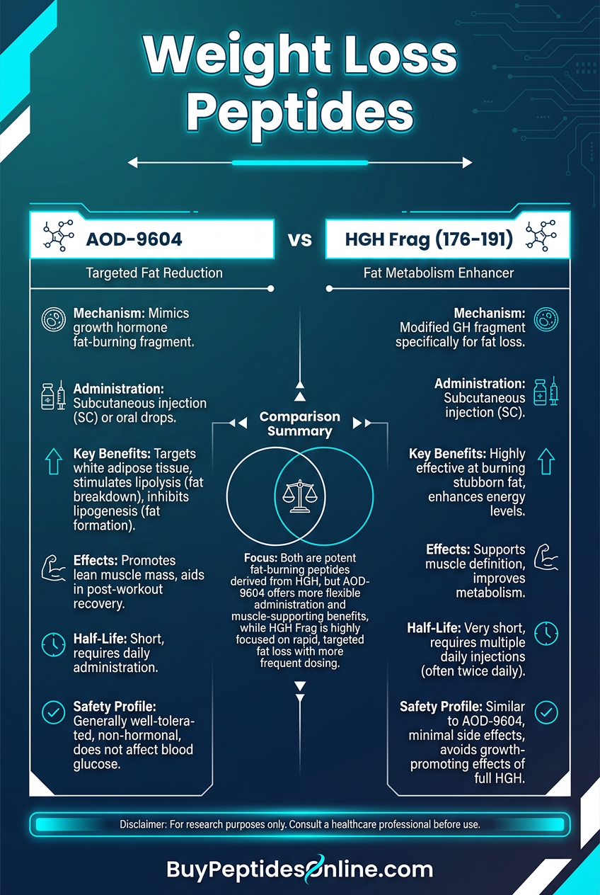 Weight Loss Peptides — Comparison Chart | AOD-9604 vs HGH Frag