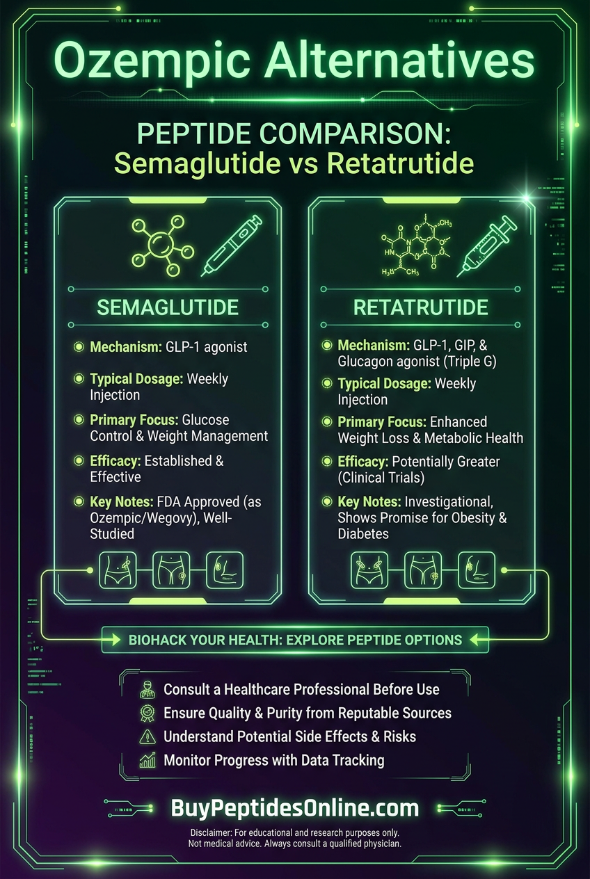 Ozempic Alternatives — Peptide Comparison 2026 | Semaglutide vs Retatrutid