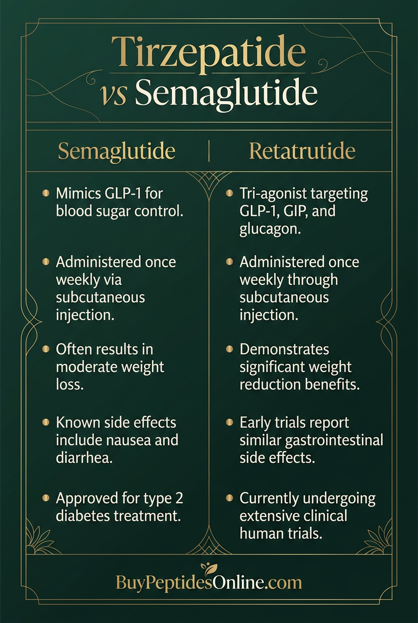 Tirzepatide — vs Semaglutide 2026 | Semaglutide vs Retatrutid