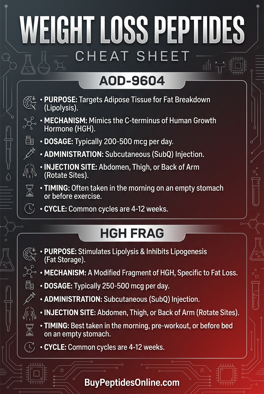 Weight Loss Peptides — Cheat Sheet | AOD-9604 vs HGH Frag