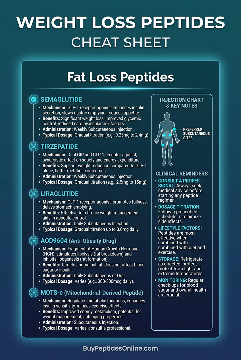 Weight Loss Peptides — Cheat Sheet | Fat Loss Peptides
