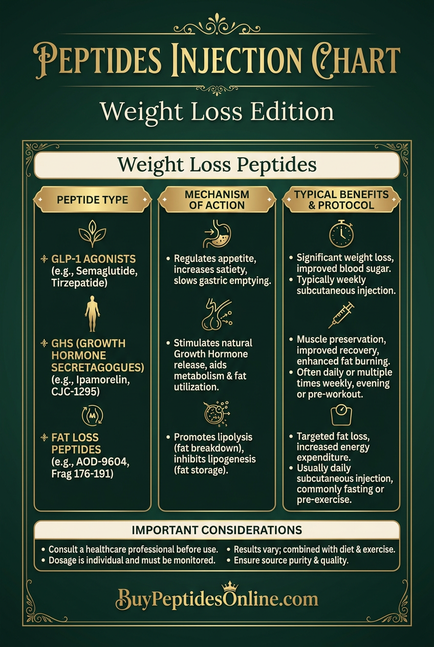 Peptides Injection Chart — Weight Loss Edition | Weight Loss Peptides